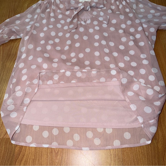 Tamara H. Women’s Pink and White Polka Dot Short Sleeve Blouse Top Size Medium - Picture 5 of 7